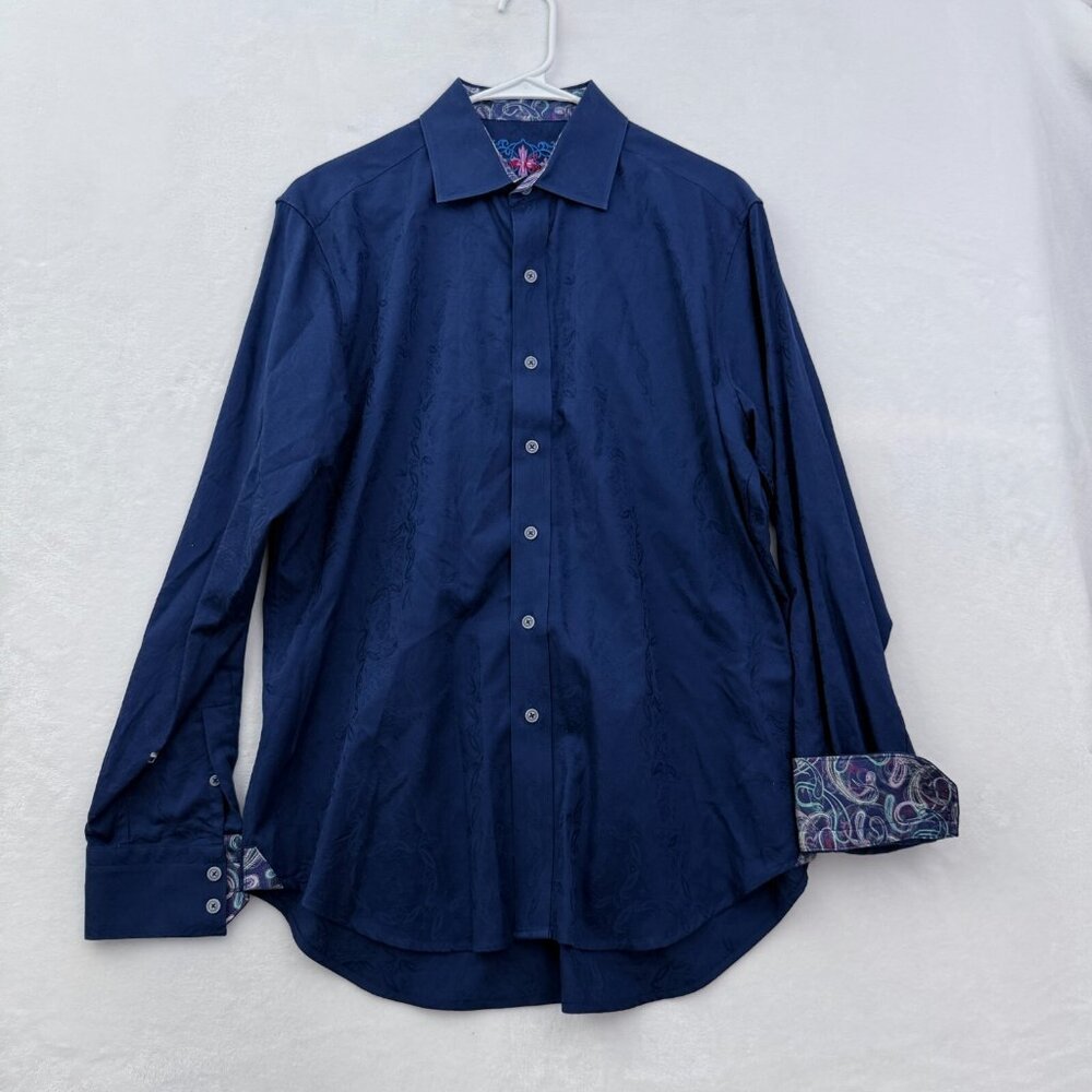 Robert Graham Shirt Men M Classic Fit Geometric Flip Cuff Button Up